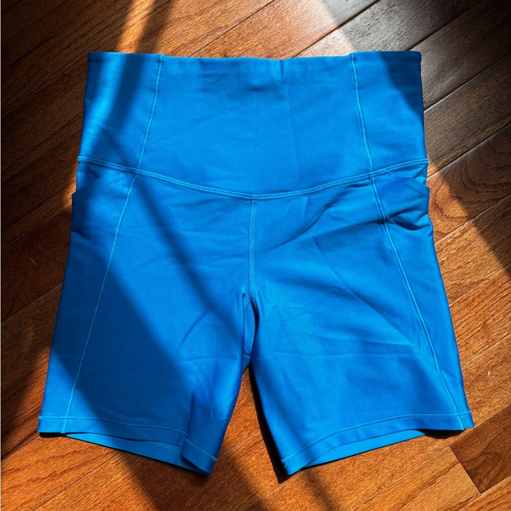 Blue High-Waisted Bike Shorts